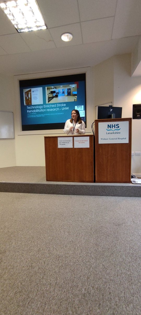 Our brilliant research occupational therapist @GillianMSweeney talking about the new Technology Enriched Stroke Rehabilitation Centre at University Hospital Wishaw <a href="/NHSLanarkshire/">NHS Lanarkshire</a>. She has been leading on the exciting project and we are delighted to be able to launch today! 💪