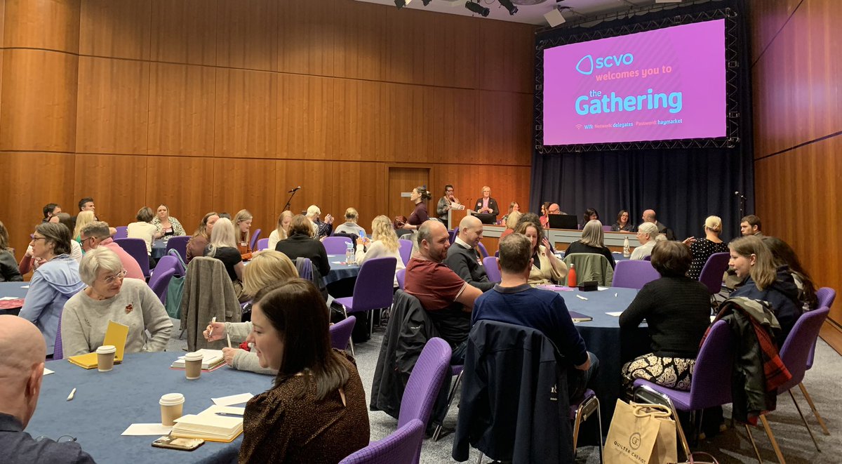 A full house for our collaborative funders’ conversation today at #SCVOGathering covering key themes - partnerships, sustainability, EDI and fair funding. Thanks to @InspiringSland, @CattanachSCIO @RobertsonTrust, @corrascot, @GannochyTrust, and chair Maureen McGinn @scvotweet