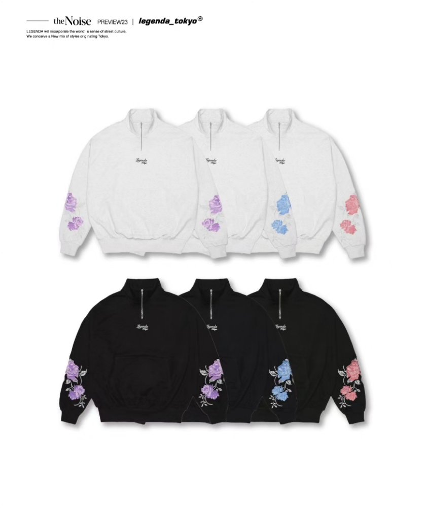 Two Line Rose Embroidery Sweat Shirts 新作 - スウェット