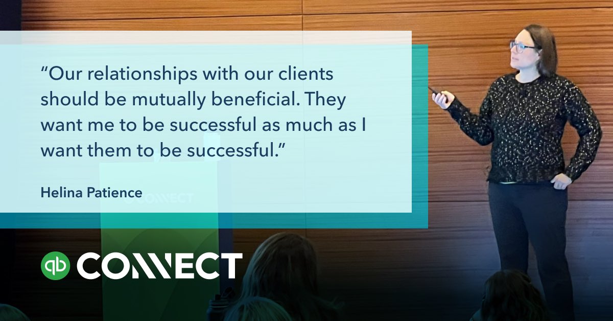 Mutually beneficial relationships are critical to firms who offer high-value advisory services. Great advice from @HelinaPatience at #QBConnect.