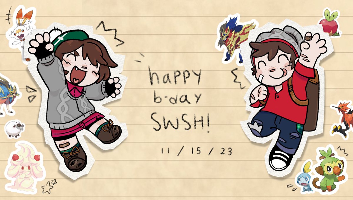 today's the day....
HAPPY 4TH BIRTHDAY TO MY FAVORITE POKÉMON GAME OF ALL TIME!!
 sword and shield hold a very special place in my heart ^_^

(gloria + victor isolated in reply)

#pokémon #pokemon #swordandshield #pokemonswordshield