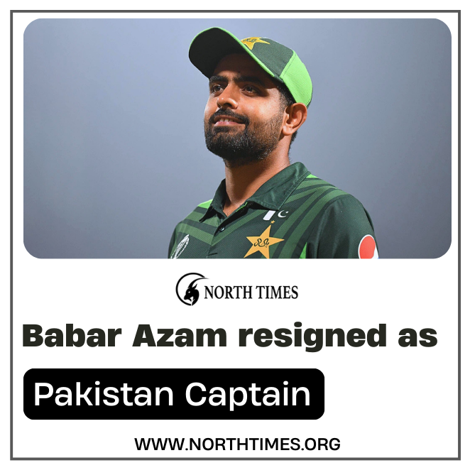 NorthTimes99's tweet photo. JUST IN: Babar Azam announced his resignation as the captain of the Pakistan national cricket team in all formats after a disappointing World Cup campaign. . . 

.
.
.
.
.
#BabarAzam #Pcb #No.1 #ShahidAfridi #Chapman #GoodDecision #ShaheenShahAfridi #ShanMasood https://t.co/5d4J62x7Xk