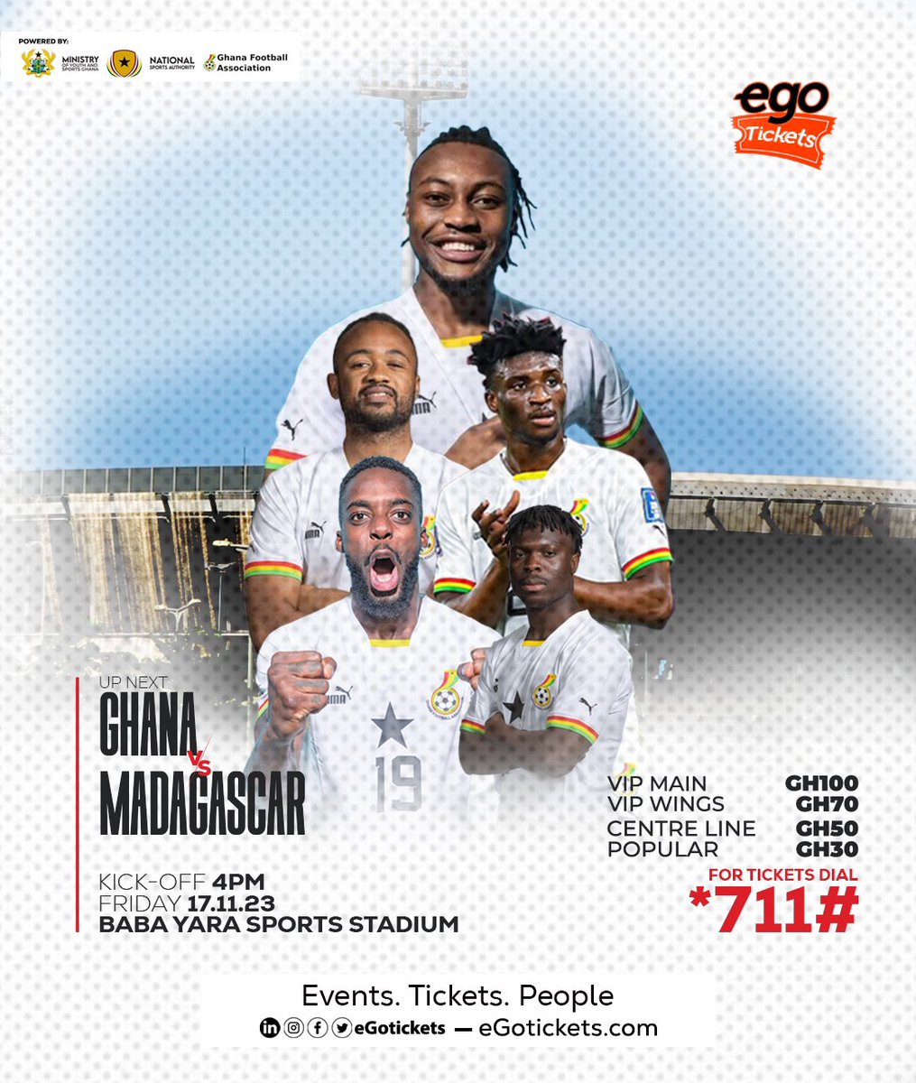 The journey to USA 2026 begins on Friday at the baba yara sports stadium. Come in your numbers let’s rally behind the stars to victory. 

Get your tickets via egotickets *711#

I will be there ✍️