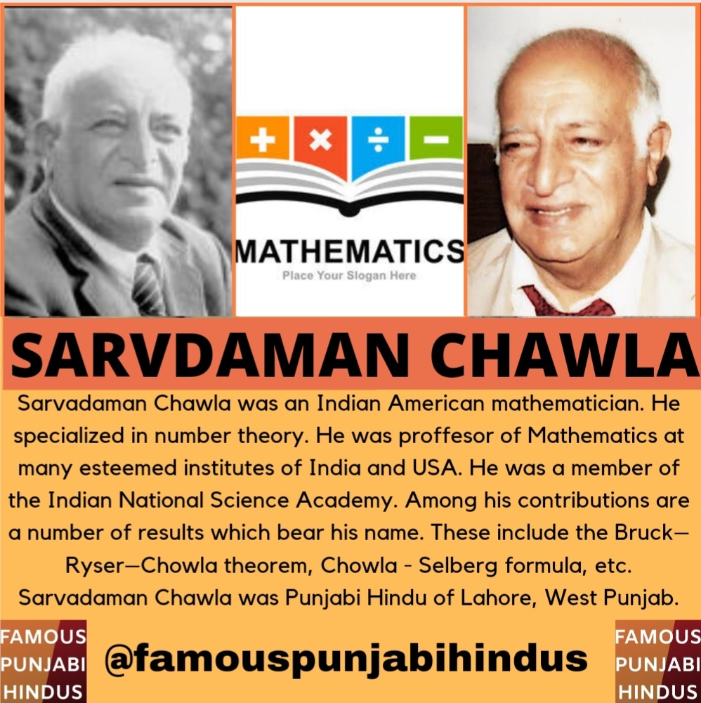 Sarvadaman Chawla - Famous Indian Mathematician #sarvadamanchowla #lahore #punjabihindu #hindupunjabi #mathematics #mathematician #maths