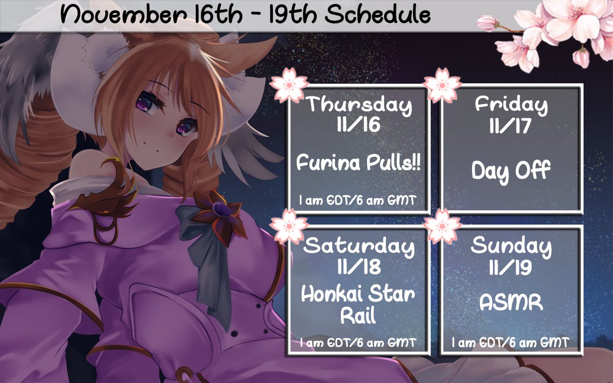 💛 Weekly #SylaLIVE Schedule! 💛 Special gacha day this week, please make sure to attend tonight to bless my pulls!! ☄️