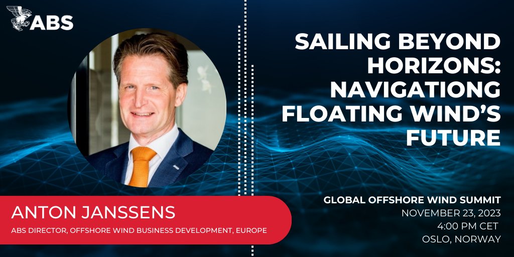 ABSeagle's tweet image. Anton Janssens, ABS Director, Offshore Wind Business Development, Europe, will be speaking about &quot;Sailing Beyond Horizons: Navigating #FloatingWind&apos;s Future&quot; at the Global Offshore Wind Summit hosted by @rechargenews.

#OffshoreWind