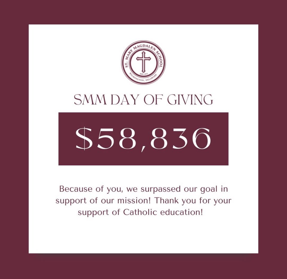 PatrickTiernan's tweet photo. 🤩 Overwhelmed with gratitude for our donors on our @SMMBulldogs @NCEATALK @FACTSMgt Day of Giving! Because of you, Catholic education will never be out of reach for our families! #BulldogBold https://t.co/kp4ra6TYDy