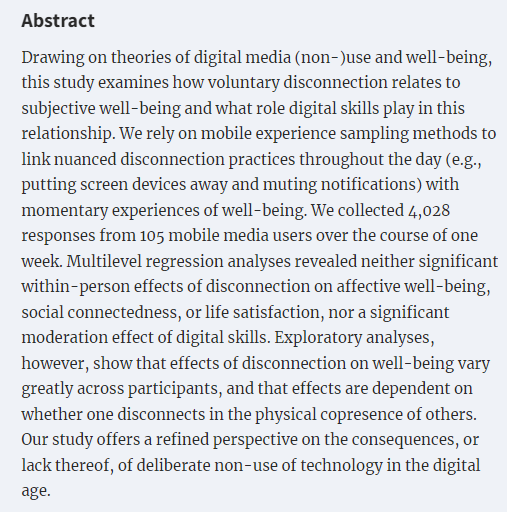 ✨new paper✨
<a href="/minh_hao/">Minh Hao Nguyen</a> led this work looking at how digital #disconnection links to well-being using #ESM, this takes research on #digitaldetox to a new level
academic.oup.com/jcmc/article/2…
#preregistered tx <a href="/MSCActions/">Marie Skłodowska-Curie Actions</a> for the support