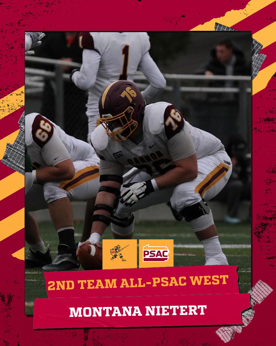 FootballGannon's tweet photo. Congratulations on earning 2nd Team ALL-PSAC West! Huge accomplishment to earn All-Conference honors three times! https://t.co/Uhe2VK5MQz
