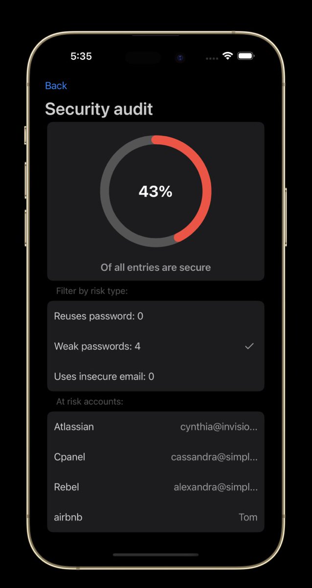 New release out 🎉 1.1.2 (16th of Nov 2023)

What's new:
- Added Security Audit feature (iOS)

Improvements:
- Minor internal stability improvements (iOS)

Fixes:
- Corrected export count to not include tombstone entries (iOS)

sentry.co