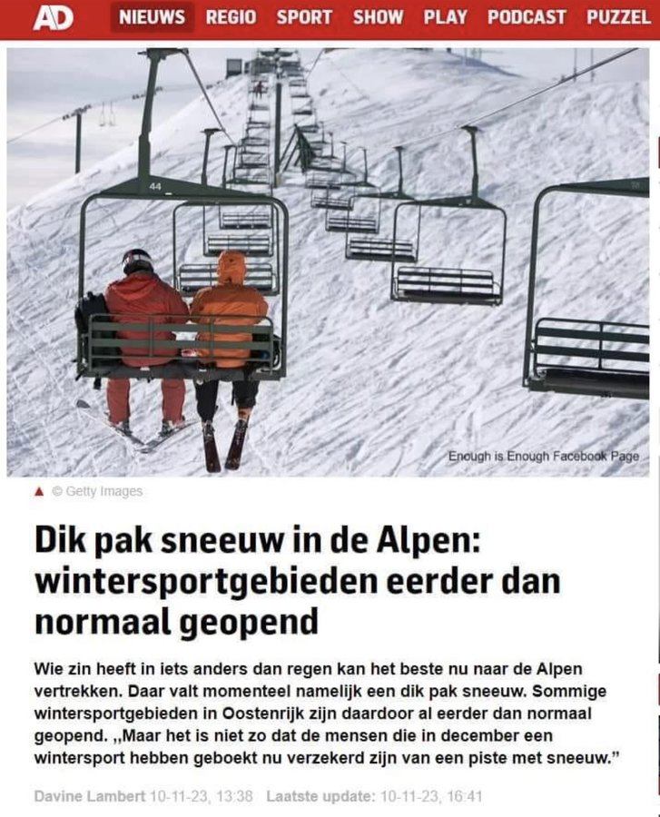 JanJanraat's tweet photo. De klimatologen bij wie #D66 en #Groenlink vaak te rade gaan verwachten erg veel sneeuw in de Alpen. Als dit zo continu doorgaat dan verwachten ze binnen binnen 2 weken een pak van tenminste 14 x 2 m/dag = 28 meter. Het #WEF in Davos komt onder 'n 20m dikke laag. Mooi toch? https://t.co/K23x44yt5t
