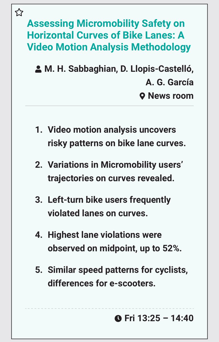 GIIC_UPV's tweet image. We are in The Hague to attend #ICSC2023.

📆 Thursday 16 ⏰ 9:40h - “Evaluating #safety risks for 🛴 🚲 users in protected #bikelanes based on vertical element selection”

📆 Friday 17 ⏰ 13:25h - “Assessing 🛴 🚲 #Safety on Curves of #BikeLanes: A 🎥 Motion Analysis Methodology”