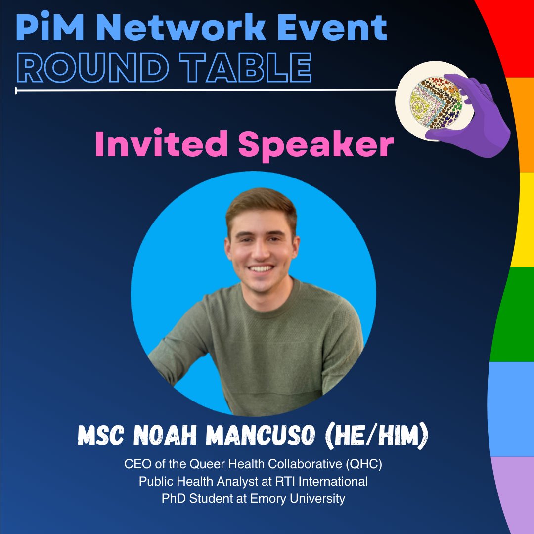 Hi everyone! Here is another of our speakers for this Saturday's round table event: Noah Mancuso (He/Him) - @n_mancuso1 We look forward to seeing you there! 🌈 📍Register here: forms.gle/n4ZsxFV2FpPpxw…… #EDIA #LGBTQSTEM #InclusiveScience #microbiology