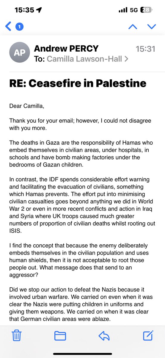 camillaj22's tweet photo. Response from my local MP #PalestineGenocide #GazaGenocide #GazaHolocaust https://t.co/jd96pseUi5