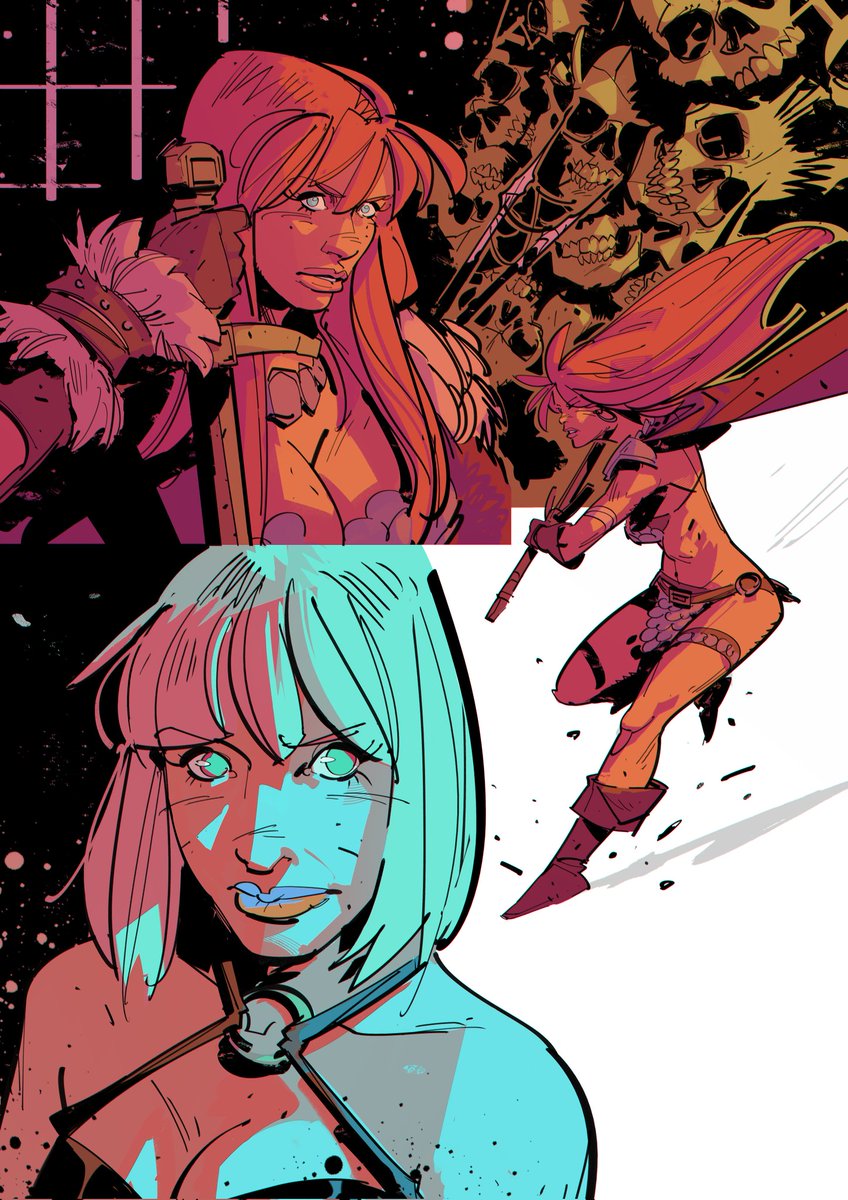 Testing new brushes with RedSonja and an interloper ⚔️❤️
.
.
.
.
#sketch #drawing #colors #RedSonja #women #Lady