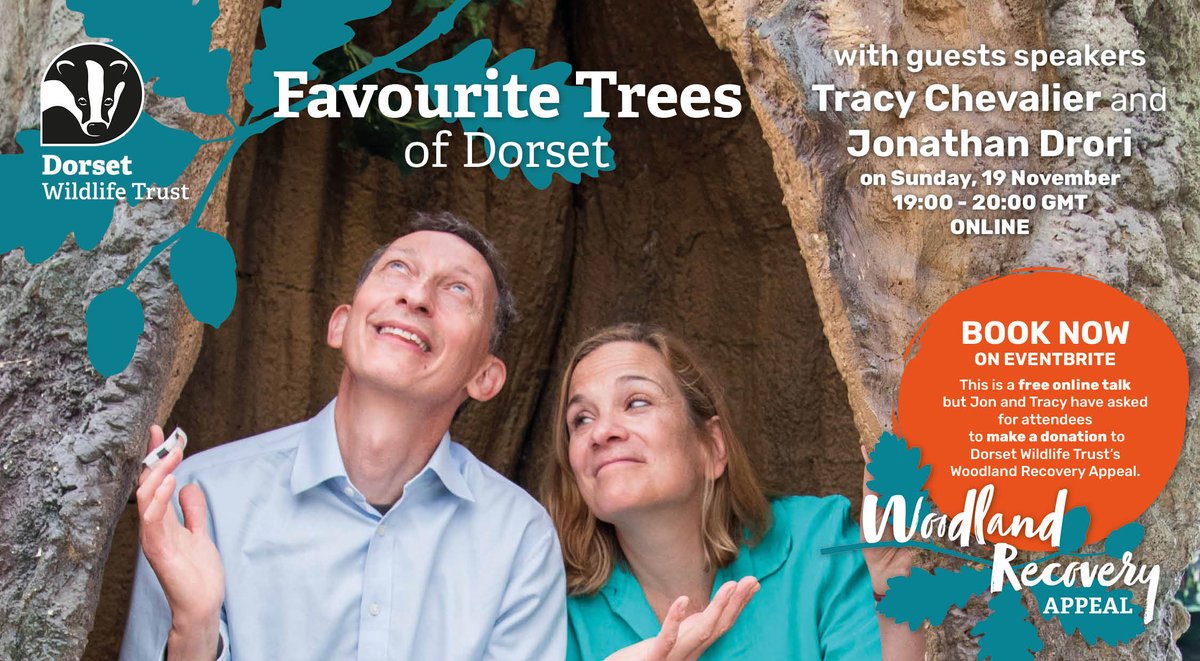 Dorset Wildlife Trust (@dorsetwildlife) on Twitter photo Join the fantastic <a href="/Tracy_Chevalier/">Tracy_Chevalier</a> and <a href="/jondrori/">Jonathan Drori</a> for an online talk about their love of Dorset's beautiful trees on Sunday 19 November. 😍 🌳
Book your space on this free event in support of our Woodland Recovery Appeal now 👉 bit.ly/47oMVq4 ~ Jack Join the fantastic <a href="/Tracy_Chevalier/">Tracy_Chevalier</a> and <a href="/jondrori/">Jonathan Drori</a> for an online talk about their love of Dorset's beautiful trees on Sunday 19 November. 😍 🌳
Book your space on this free event in support of our Woodland Recovery Appeal now 👉 bit.ly/47oMVq4 ~ Jack