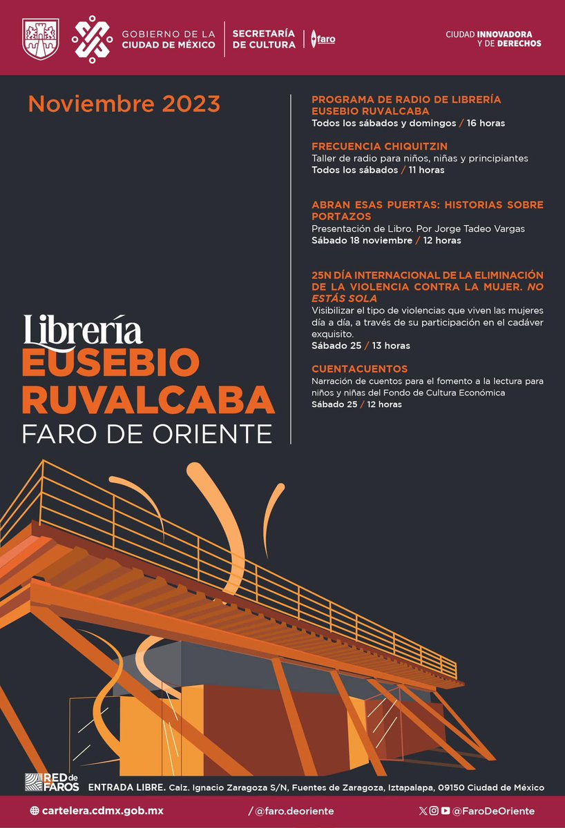 farodeoriente's tweet image. Consulta la programación de la #LibreríaEusebioRuvalcaba