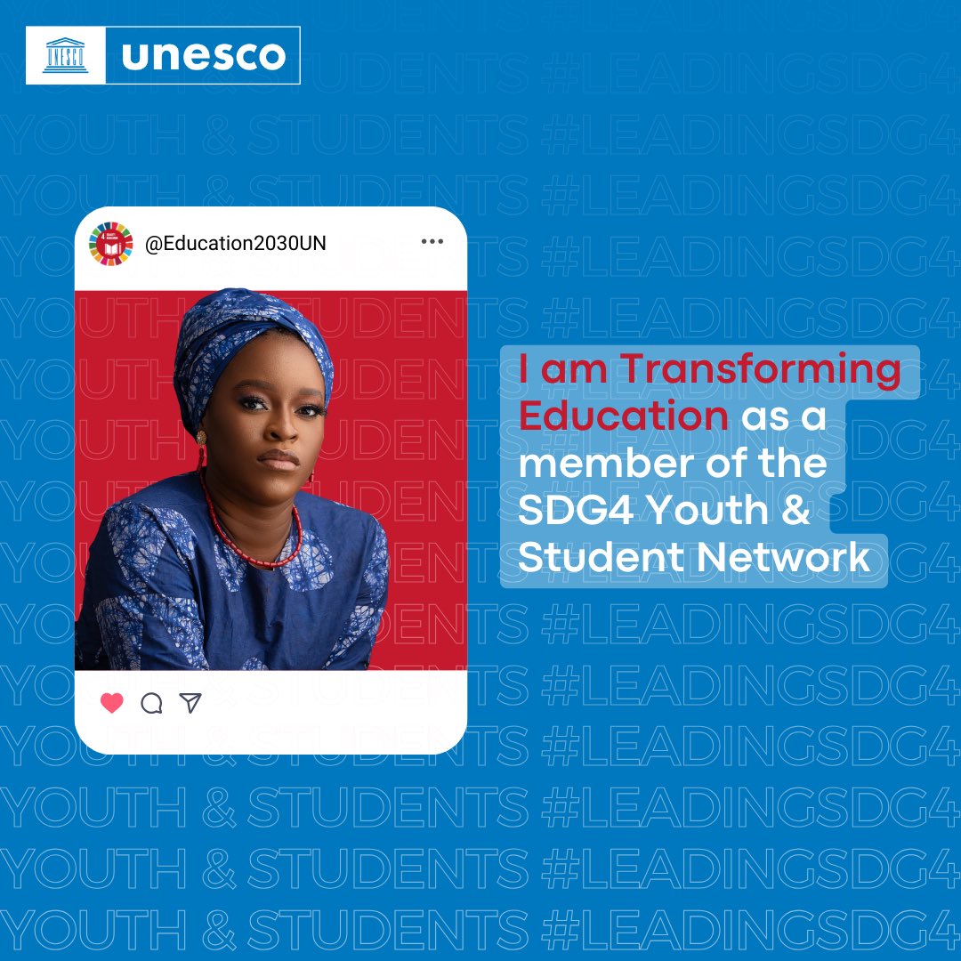Absolutely delighted to officially be a member of the @UNESCO SDG4 Youth & Student Network.

 I am glad to continue to work to #transformeducation with @UNESCO 

#SDG4
