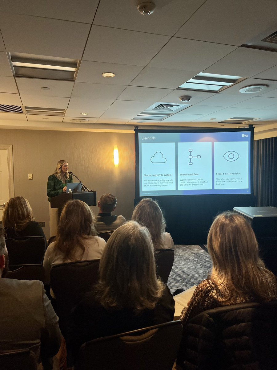 Next up, <a href="/ShainaNielson/">Shaina Nielson</a> from <a href="/JLL/">JLL</a> explains to breakout session attendees how to foster a culture that empowers every team member to excel. #IHAFConference #inhouseagency #JLLCreative