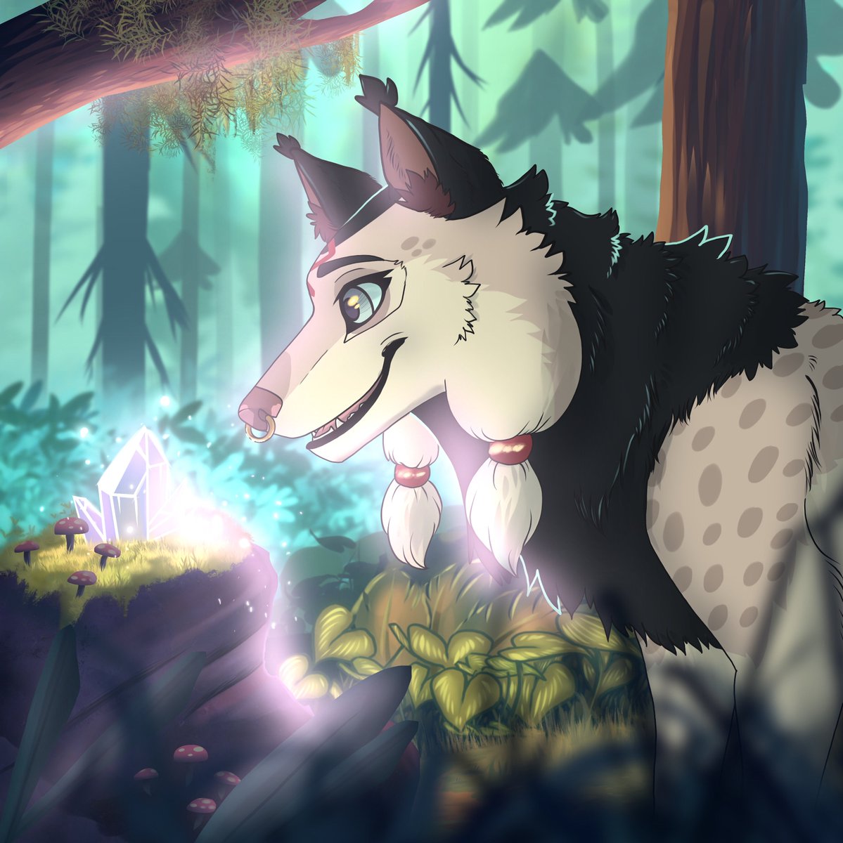 Biddie looking at a crystal 🔮