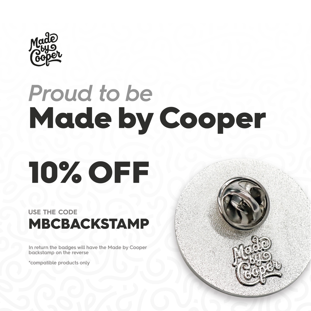 madebycooper's tweet photo. Did you know you can save 10% on Enamel Pin Badges by displaying our backstamp? Add the code MBCBACKSTAMP in the discount box in the checkout to save and be proud to be Made by Cooper! ποΈβ
β
#EnamelPins #MadeByCooper #Pins https://t.co/P0rMVmIlHH