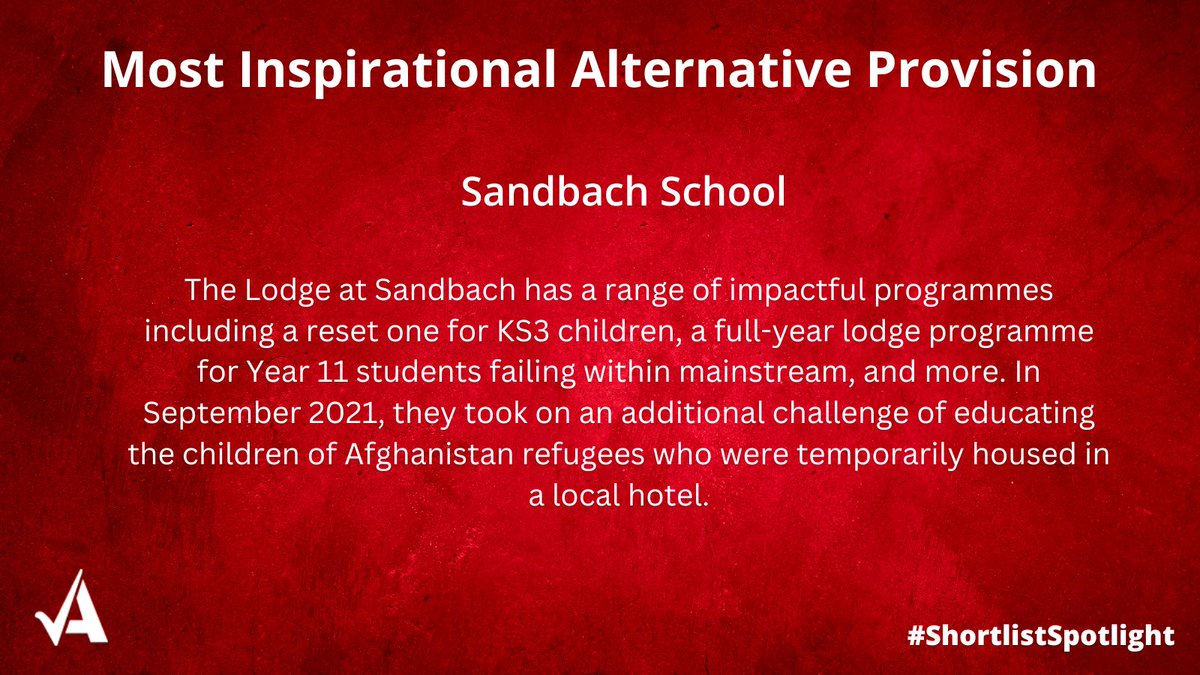 EducateAwards's tweet photo. The final #ShortlistSpotlight for our Most Inspirational Alternative Provision category is @SandbachSchool 🏫

Here's what judges said about the school's entry 👇 https://t.co/qwZO8ECt4m