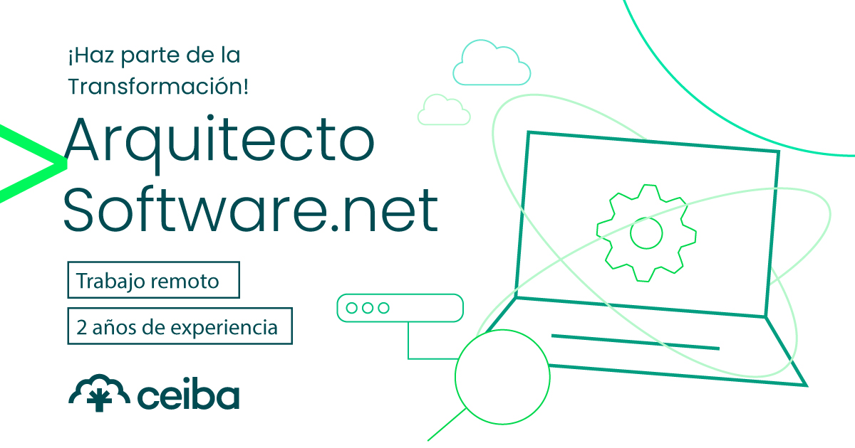 CeibaSoftware's tweet image. ¡Haz parte de la transformación #NET!

En la #FamiliaCeiba buscamos Arquitecto de software .NET.
📝 Aplica en empleo.ceiba.com.co/jobs/arquitect…
🔎 Visita nuestro sitio acortar.link/1dpC85

#Netcore #Arquitecto #TrabajoRemoto #NetArquitect