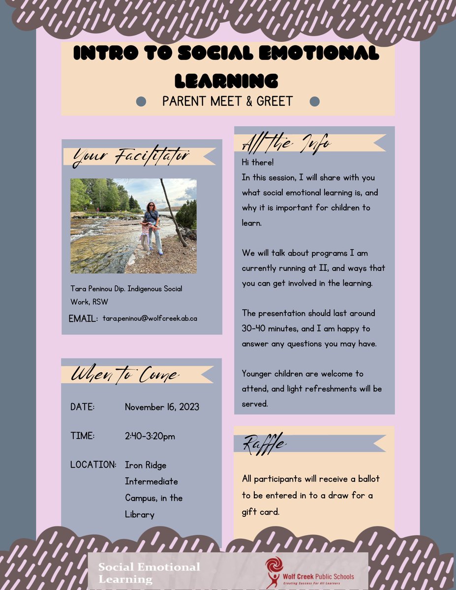 Parents of students at <a href="/IRIC_WC/">IRIC</a> are invited to an SEL Meet and Greet with <a href="/selTaraP20/">Tara Peninou</a> tomorrow afternoon. Come and learn about #SEL and the programs that we are running with students! #CASEL #WCPS72