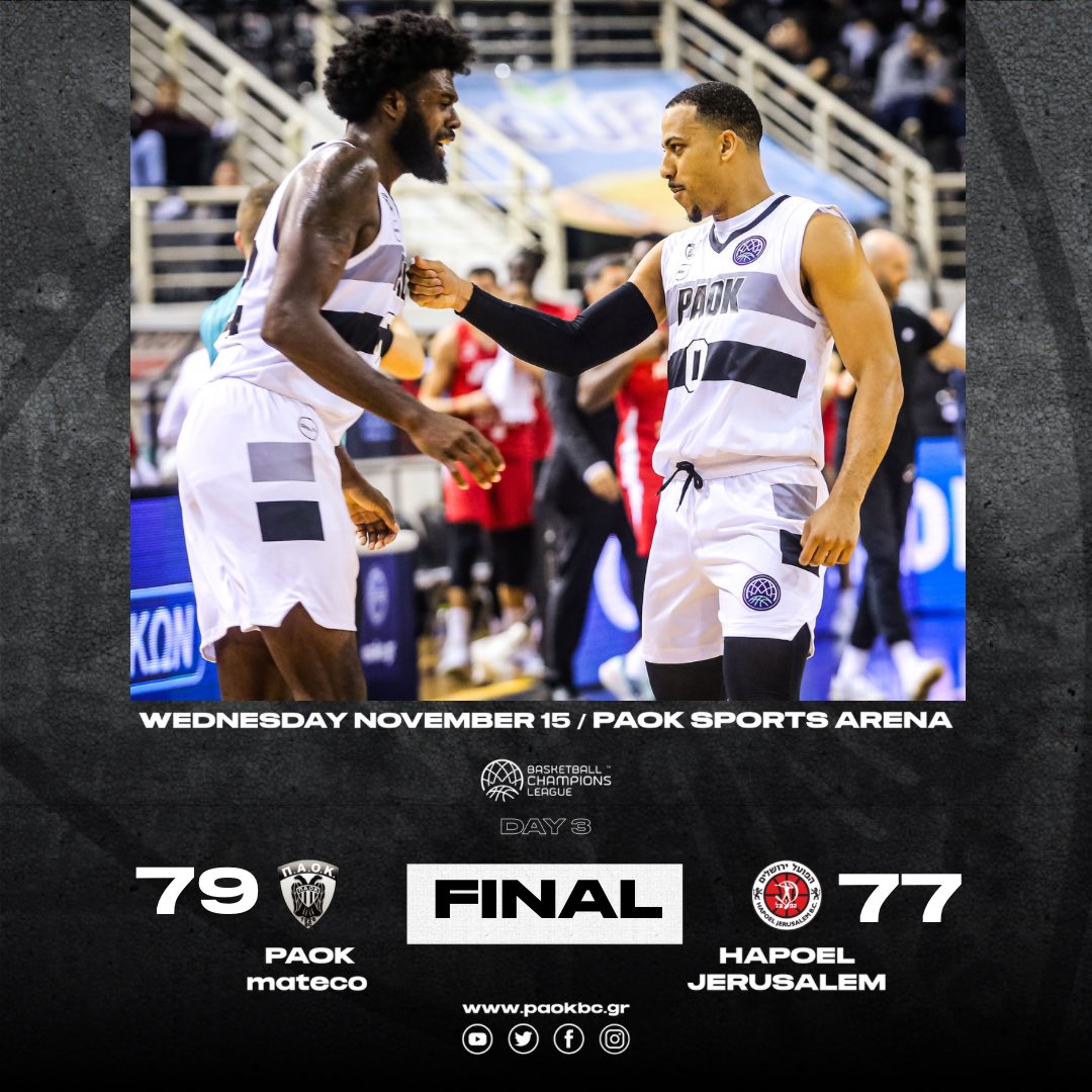 PAOKbasketball's tweet photo. Μεγάλη νίκη για τον ΠΑΟΚ μας και σημαντικό βήμα για την πρόκριση!
#PAOK ⚪️⚫️ https://t.co/zrAhfRt1UI