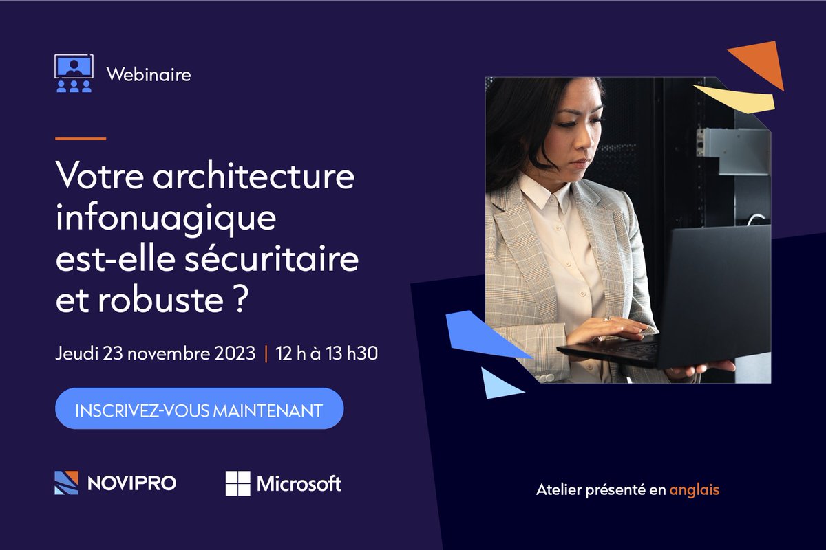 ☁️ NOVIPRO vous aide à sécuriser votre architecture Azure !

La conception d'une architecture infonuagique peut être complexe, mais notre méthode vous garantit :
✔️Résilience
✔️Sécurité
✔️Performance
✔️Respect du budget

Inscrivez-vous 👉 bit.ly/3SHJUx9