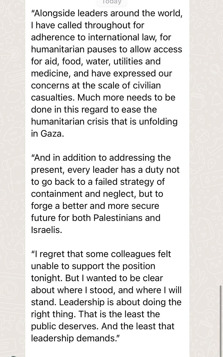 BREAK: Starmer statement “I regret some colleagues felt unable to support the position tonight.. leadership is about doing the right thing. That is the least the public deserves. And the least that leadership demands”