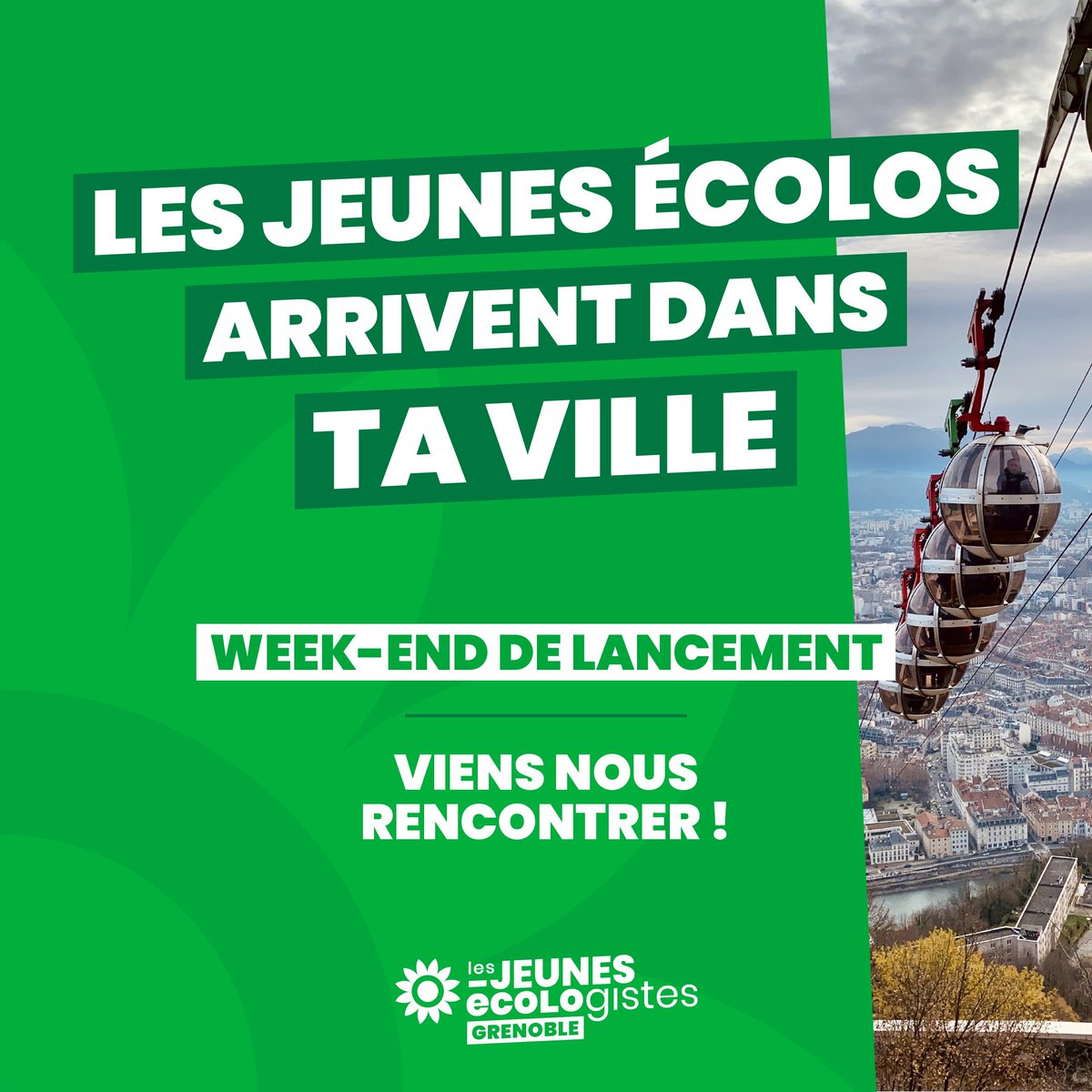 Les @Jeunes_Ecolos (re)lancent leur antenne de Grenoble ! Au programme de cette fin de semaine : tractages et collages, rencontres, temps de convivialité… Intéressé·e ? RDV en DM !