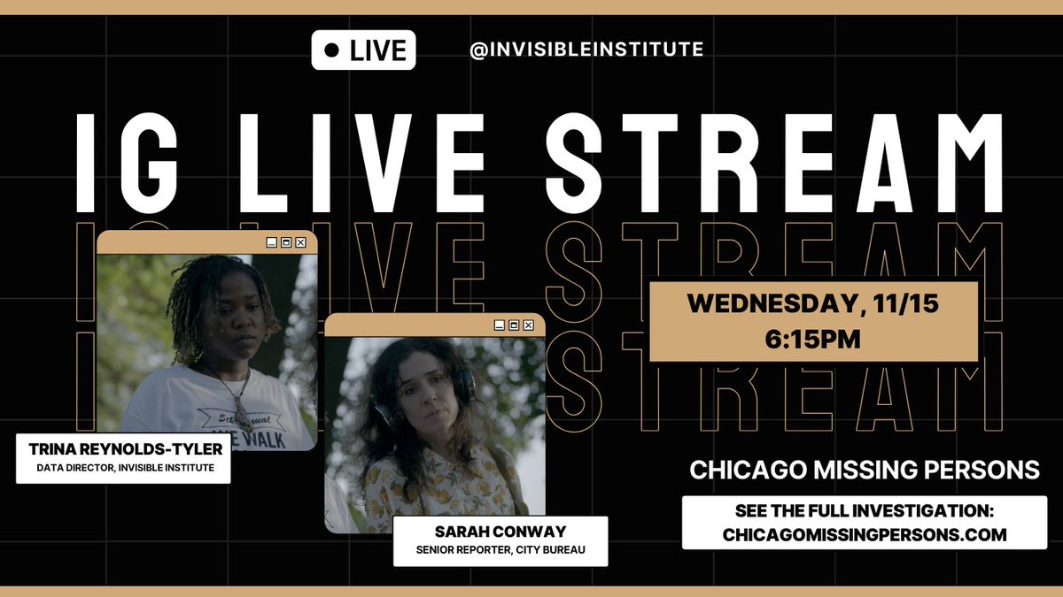 TONIGHT || Join @sarahanneconway and @trinattrill on IG Live with @invinst at 6:15 pm.!