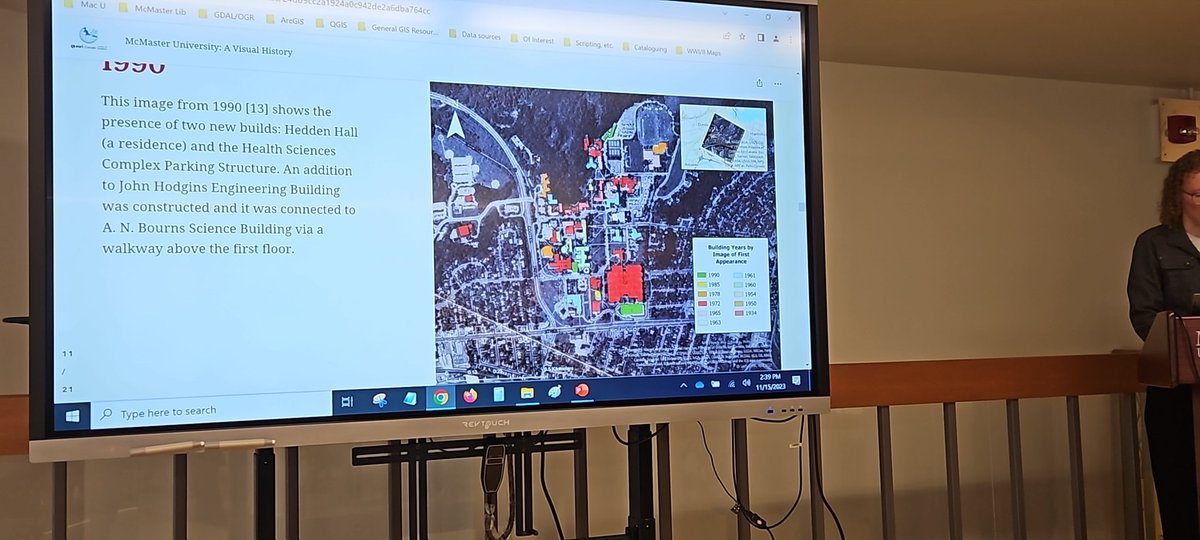 Leah Smith talking about the historical evolution of McMaster campus.
