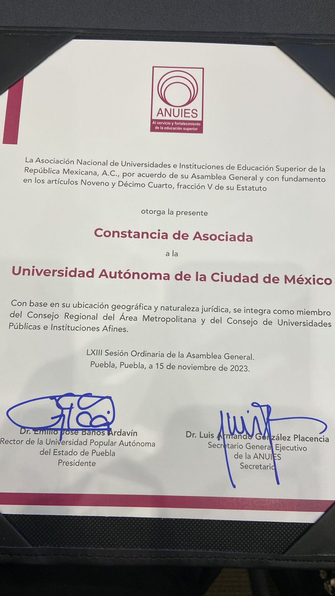 #UACM #UACMEducación #ANUIES 

En una ceremonia realizada el día de hoy –15 de noviembre de 2023–, la Asociación Nacional de Universidades e Instituciones de Educación Superior (ANUIES) formalizó el ingreso de la UACM como miembro pleno de dicha organización.