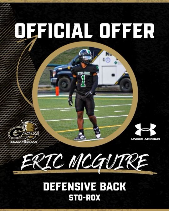 I’ve received a official offer from Geneva College🟡⚫️🌪️ thank you for the opportunity <a href="/Colby_Brock/">Colby Brock</a> <a href="/COACHKEMP11/">Joshua Kemp Sr</a> @Karioo2xs <a href="/CoachBBlair_/">Coach BBlair</a> <a href="/WPIAL_Insider/">WPIAL Insider</a> <a href="/CoachMMills9/">Coach Marvin Mills</a>