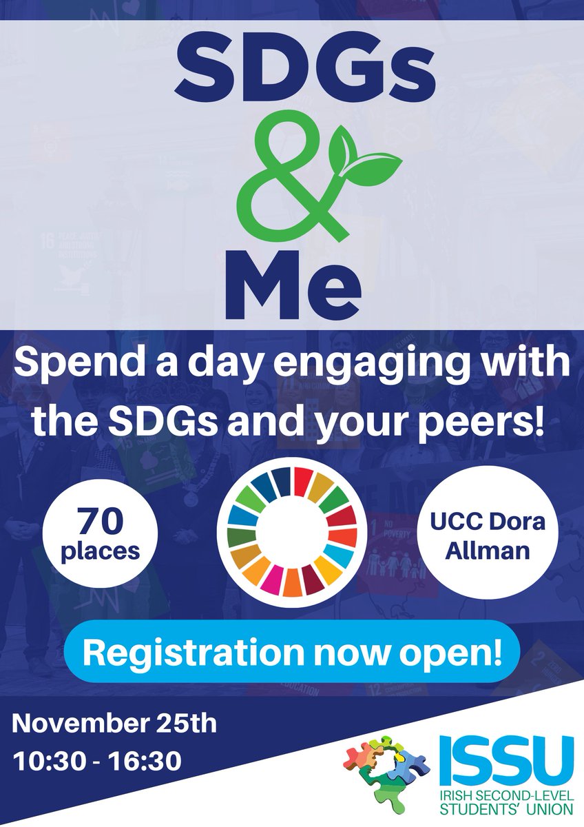 issu4u's tweet photo. The ISSU is proud to announce SDGs and Me, an event created by our Sustainability officer.
Date: 25th November 2023
Time: 10.30 - 16.30
Location: UCC Dora Alman
Registration is open!
https://t.co/34Q0mseP7e
#SDGs #Sustaunability #Opportunities #Event #Sustainable #StudentVoice https://t.co/xq09ZMqIaX