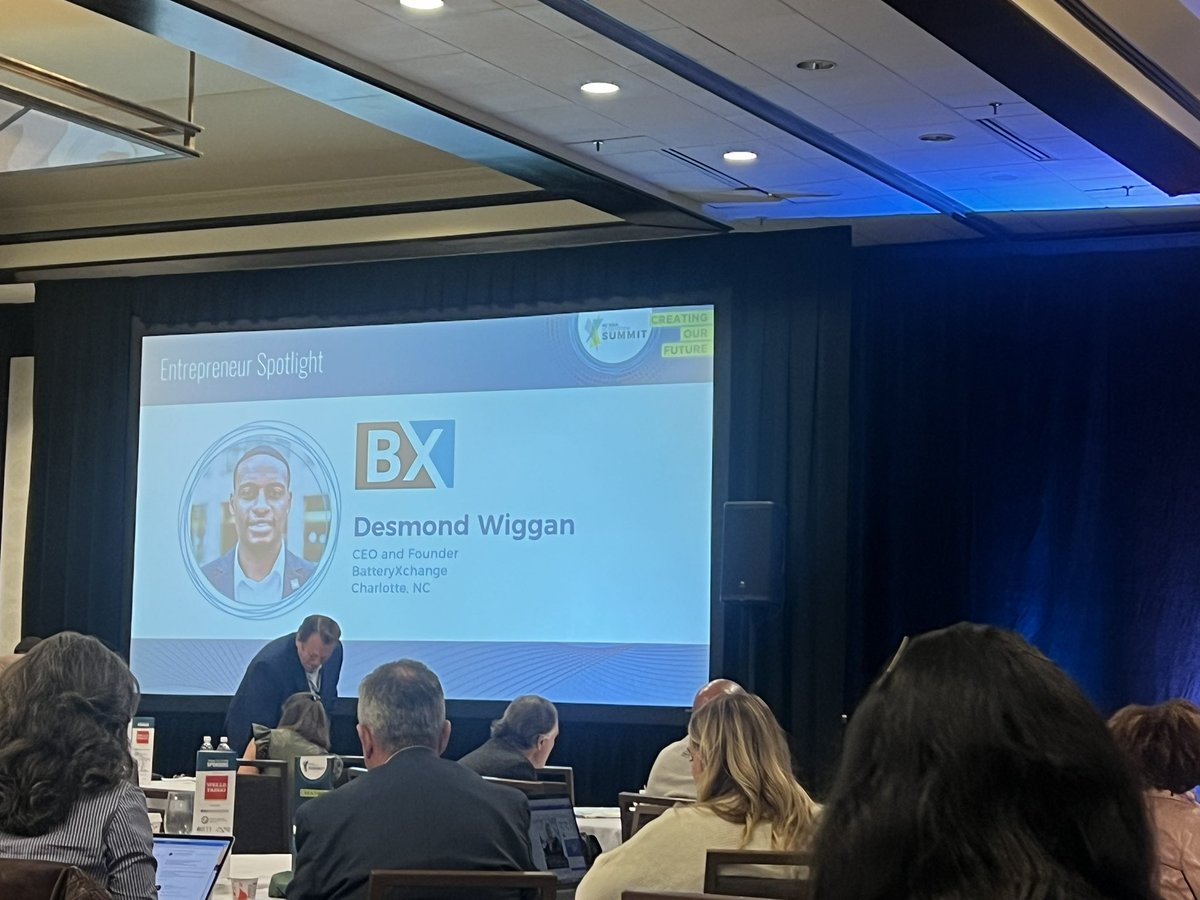 RAP alumni <a href="/batteryxchange_/">BatteryXchange, Inc.</a> taking the stage at <a href="/ncidea/">NC IDEA</a> Ecosystem Summit, founder &amp; CEO, Desmond Wiggan inspiring the crowd with his startup journey. #collaboration #ecosysteming