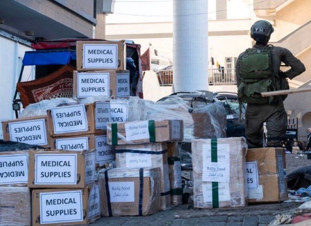 This ridiculous israeli propaganda would be laughable if it wasn’t so serious: no medical supplies have been delivered to Shifa, it’s staged