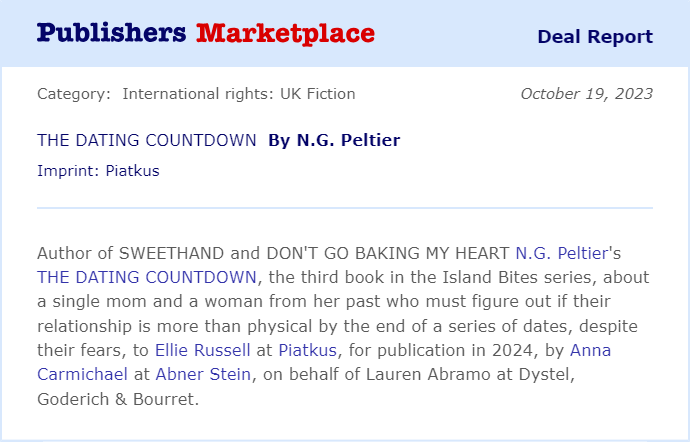 So hellooo Island Bites book 3: THE DATING COUTDOWN will also be traditionally pubbed by Piatkus. Remi and Maxi coming at you in 2024!! 👀💃🏽🥳