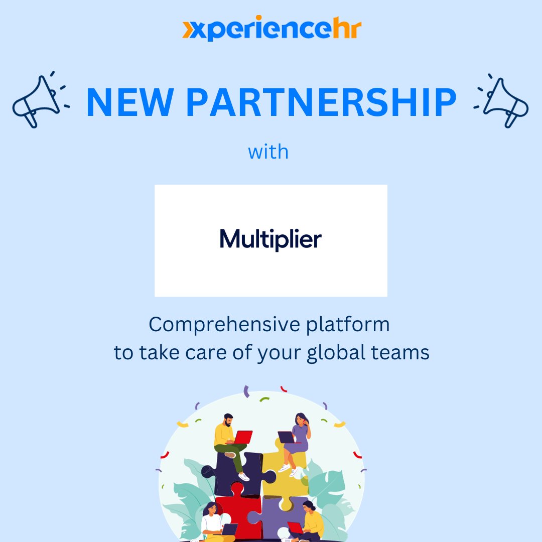 🔊 We are thrilled to announce new #partnership:
🤝 Multiplier is a leading global workforce management platform. The product suite enables businesses to grow global teams in minutes, easily, compliantly in 160+ countries. 

#HRtechnology #Payroll #globalteams #timeandattendance