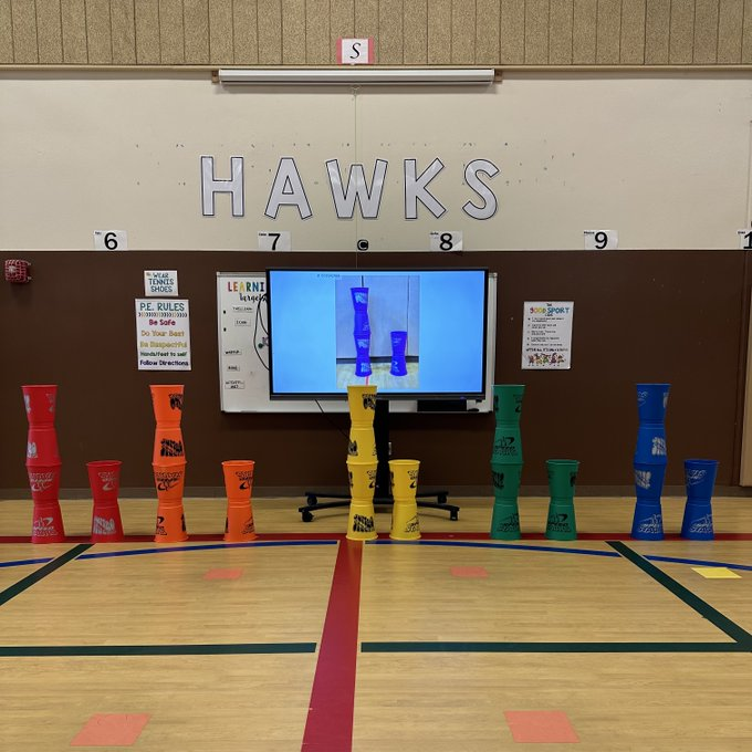 CoachGore_PE's tweet photo. If you need another station for #StackUp2023 we played "Copy the Cup Stack" My pictures are included in comments #PhysEd https://t.co/Frkyoalwfe