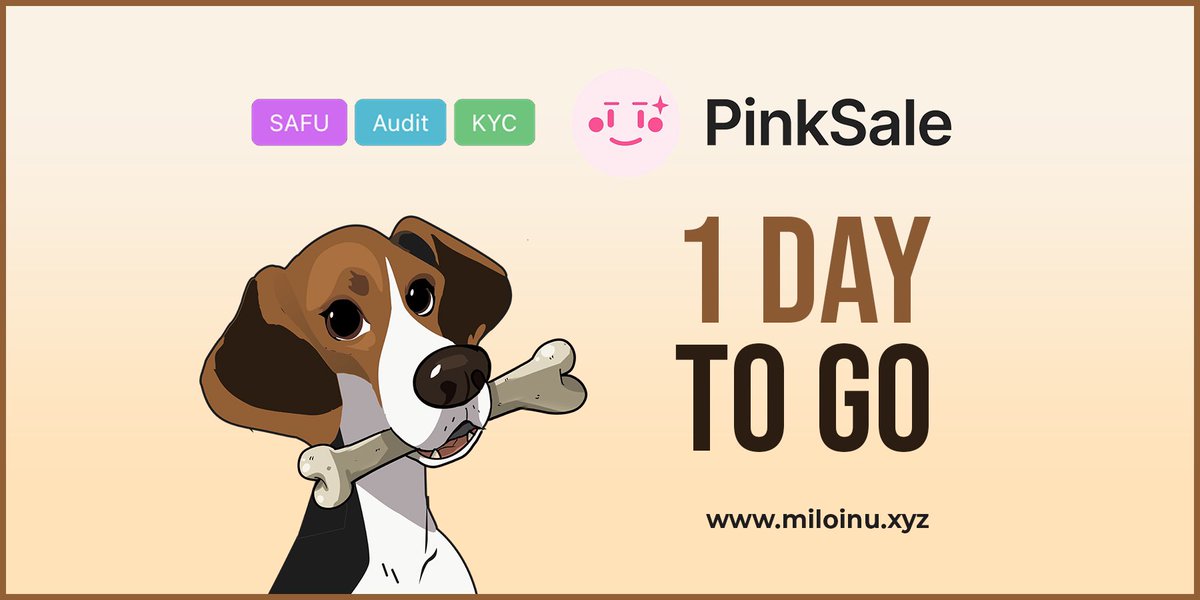 MiloInuBSC's tweet photo. Fairlaunch Ends in 1 Day!!

https://t.co/vyAvlGO2JV https://t.co/v1WLOI68DQ