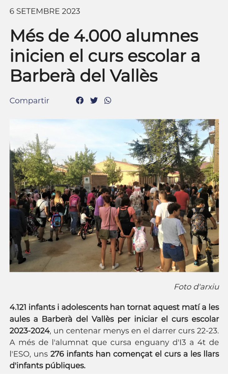 En un mes lsrael ha assasinat 4.650 infants a Gaza. 4.650 és més que tota la població escolar de #BarberàdelVallès. Cada alumne de totes les llars, escoles i instituts del municipi. Les nostres filles, els nostres nebots, les seves amigues i companyes.