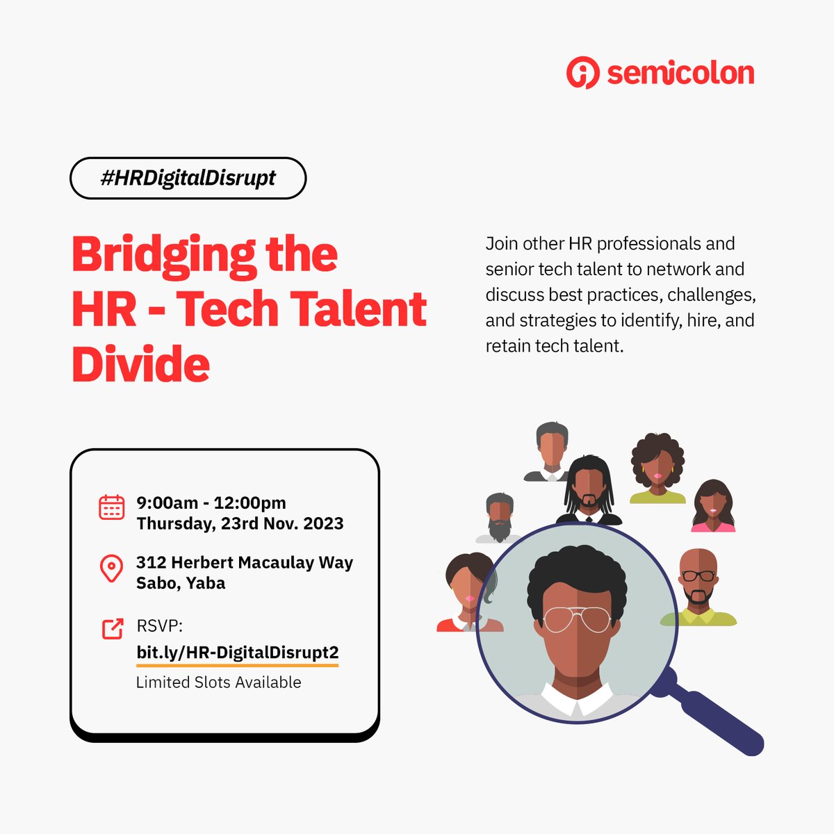 Hiring and retaining the right tech talent increases revenue and fosters building the right culture for your company. Join us on Nov 23 to discuss strategies to bridge the HR-Tech Talent divide.

Register to attend: bit.ly/HR-DigitalDisr…
