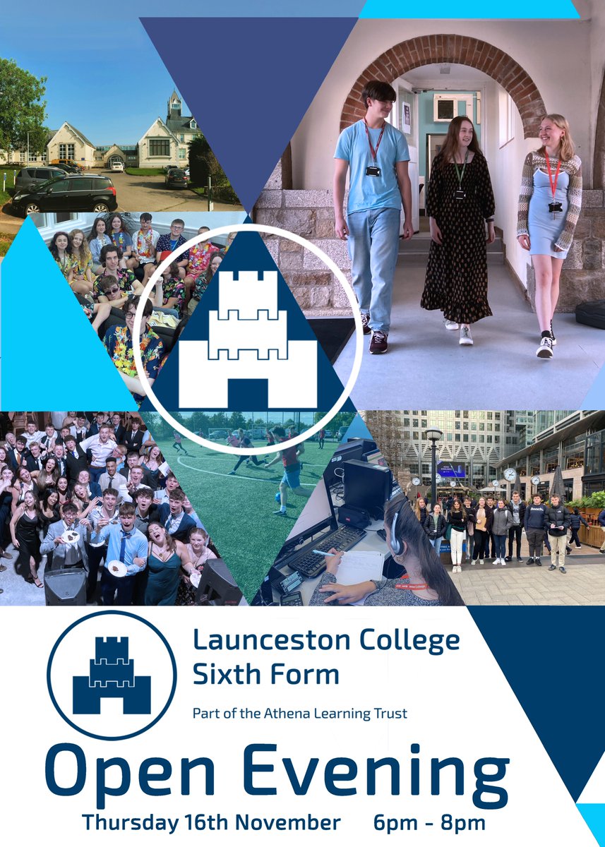 LauncestonCol's tweet photo. Launceston College Sixth Form Open Evening. Tomorrow evening!

Presentation in the Old Hall 6.00-6.30pm, followed by an opportunity to visit subject areas to speak to staff and A-level students. https://t.co/I0quMw6YOt
