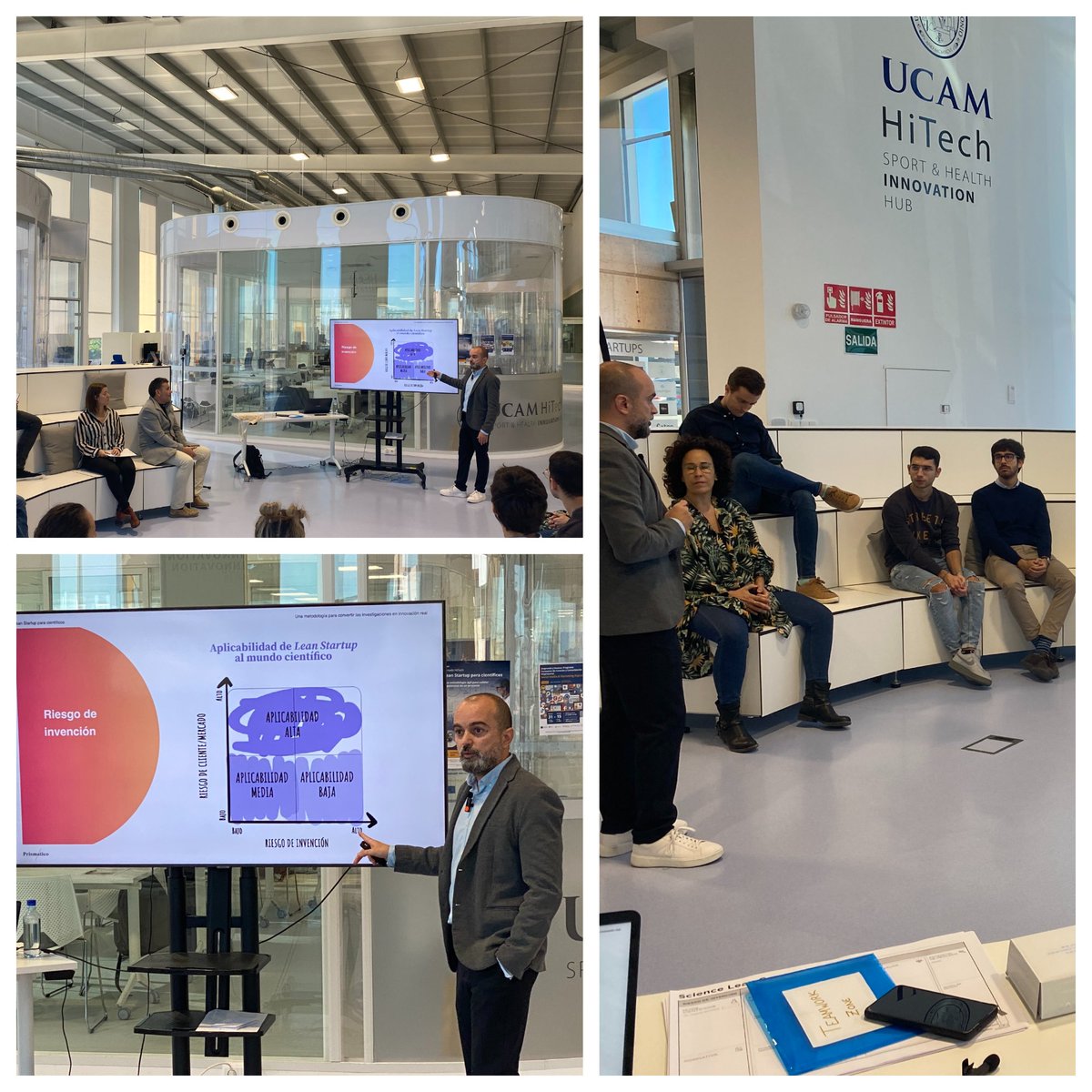 Hoy, en el hub de innovación y aceleración empresarial de <a href="/UCAM/">UCAM Universidad</a>  hemos contado con la presencia de <a href="/josejruiz/">José Javier Ruiz</a> de de Prismático donde hemos hablado de #LeanStartup para científicos y el cambio de paradigma que supone abrazar esta metodología y su impacto en los resultados de los