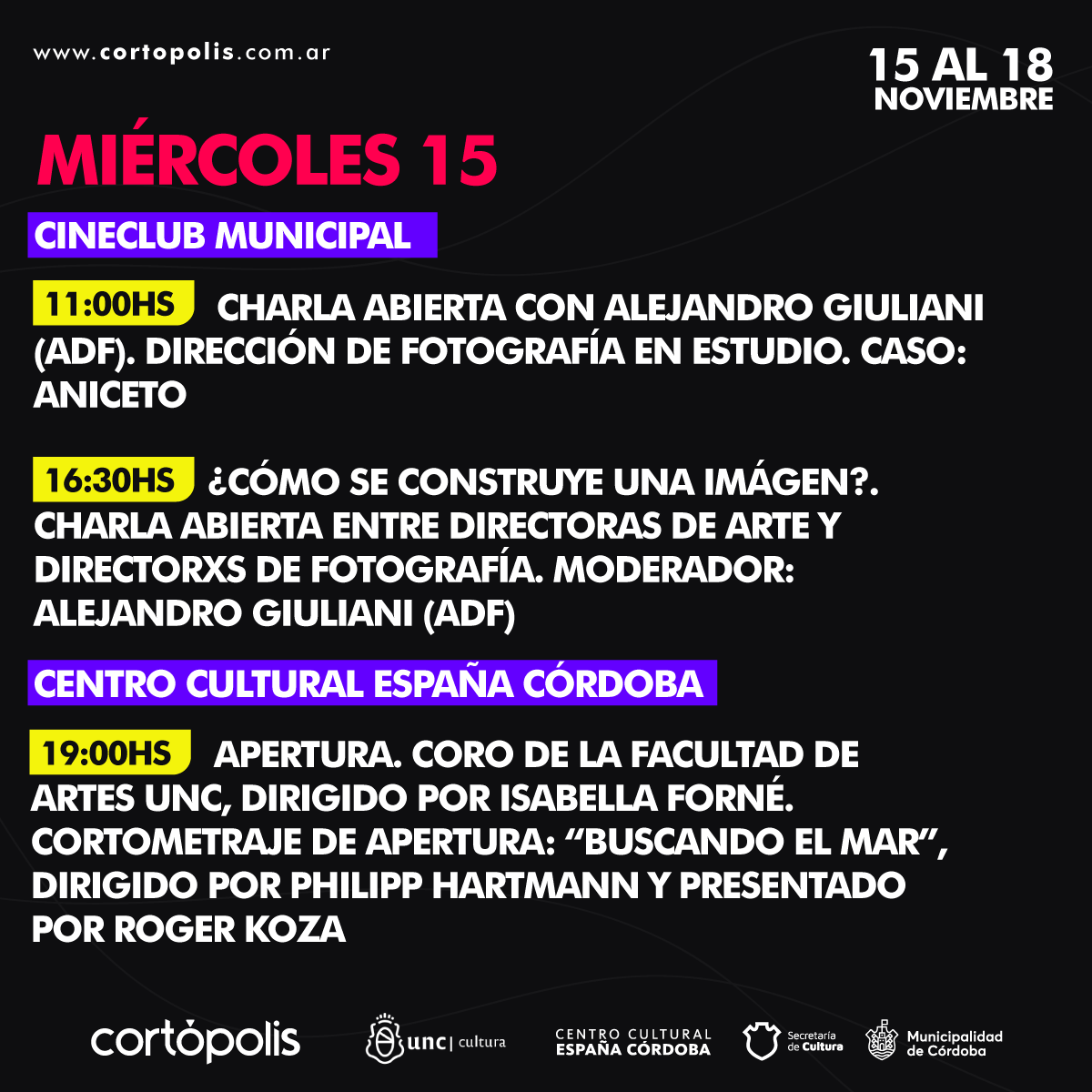 cortopolis's tweet photo. ¡Es hoy! ¡Es hoy! 🥳

¡Comenzó #Cortópolis y estamos muy contentos de poder compartirlo con ustedes! 🤩

👉🏼 Te mostramos la programación completa 2023 https://t.co/jH0WcJHsWr