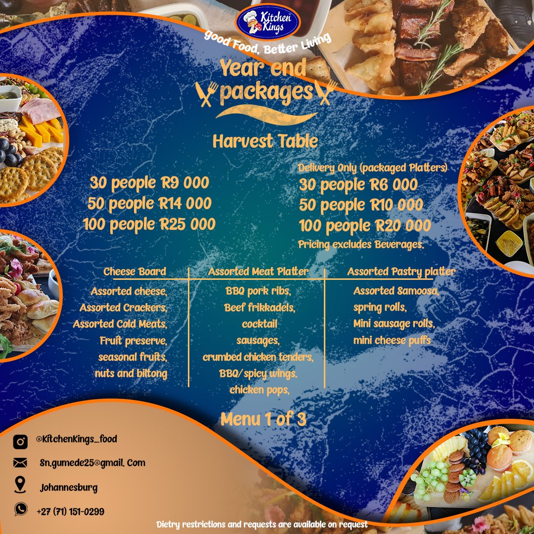 KitchenK_Food's tweet photo. Elevate your December celebrations with a feast tailored for success! 🌟✨ 

Turning year-end functions into unforgettable culinary experiences. Spice up your business celebrations with Food Solutions that leave a lasting impression! 🍽️🎉
#SAfoodpics
#Catering 
#Foodporn https://t.co/dNq1Y746px