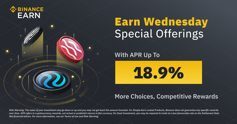 Happy hump day! Discover the latest batch of exclusive deals on #Binance Earn 🤝

Check it out ➡️ binance.com/en/support/ann… #limitedtimeoffers #wednesdayvibes